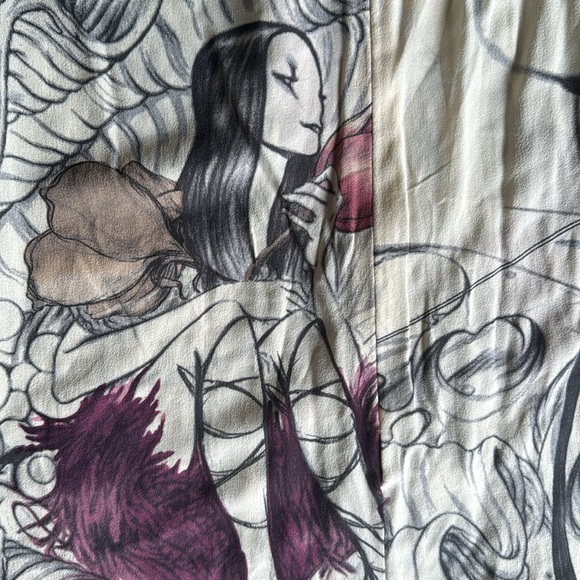 Iconic vintage! Prada Fairy Print James Jean 2008 Silk Blouse 38